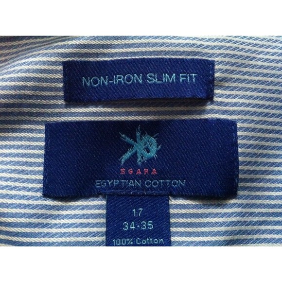 EGARA MENS BLUE 100%EGYPTIAN COTTON DRESS SHIRT W/FRENCH CUFFS SIZE: 17/34-35 - Picture 6 of 6